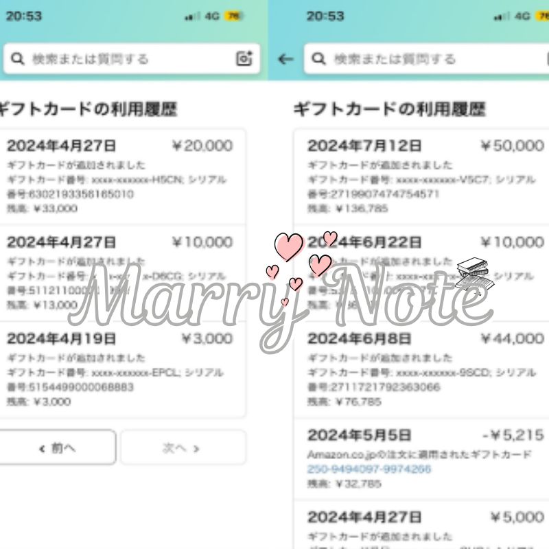 受け取ったアマゾンギフト