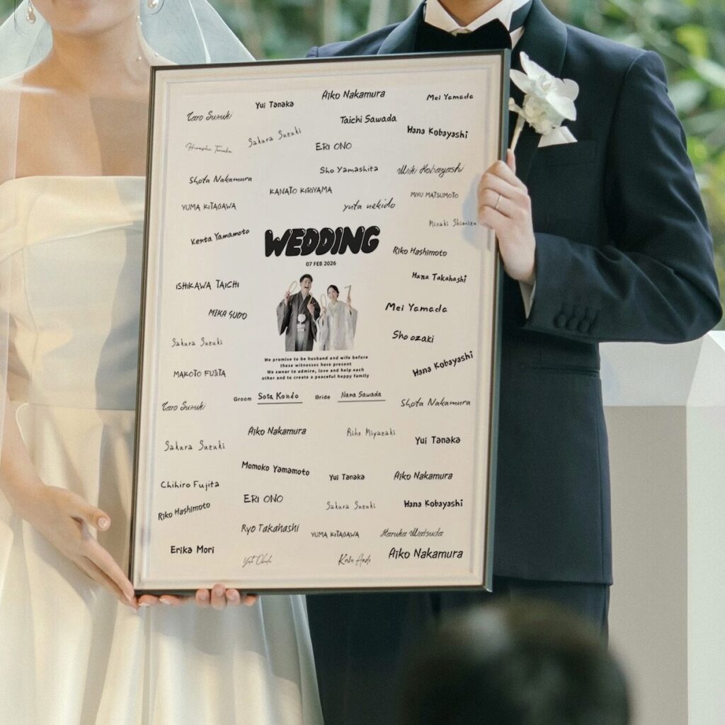 結婚証明書 ゲスト参加型 寄せ書きボードの実例3