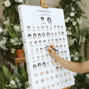 結婚証明書 ゲスト参加型 似顔絵・愛車イラスト型の実例1