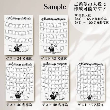 結婚証明書 ゲスト参加型 チェキ型3
